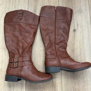 Brown Leather Knee-High Boots